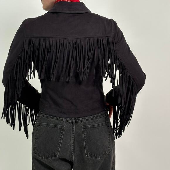 Black Faux Suede Fridge Jacket - Topshop Size 4 - Picture 7 of 8